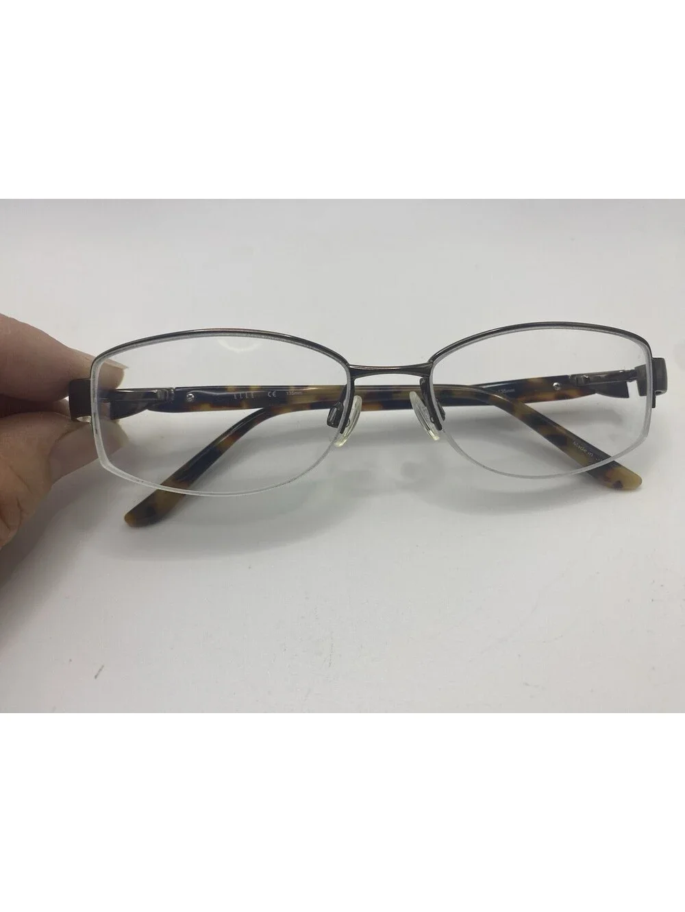 ELLE EL13392 BR Semi Rimless Eyeglasses Frames 52□17 135mm Tortoise Temples